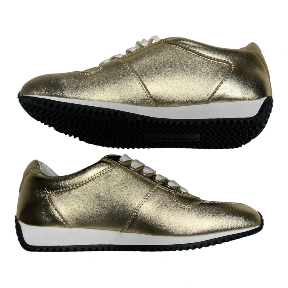 Rebecca Minkoff Metallic Gold Leather Lace Up Sneakers Size 6